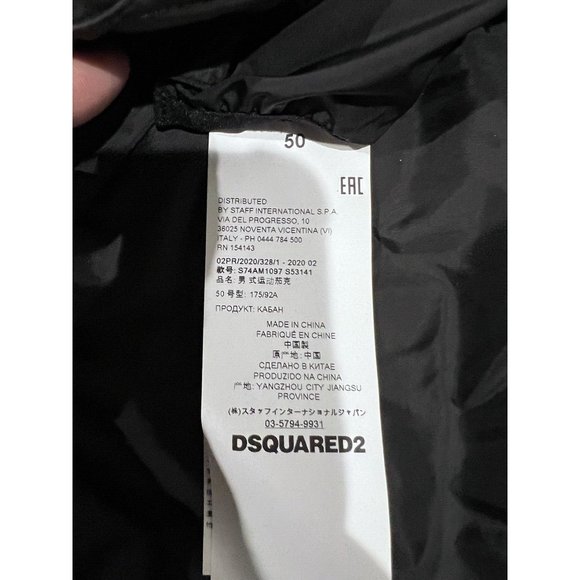 DSQUARED2 Mens Black Puffer Quilted Down Jacket Sz 50/Large NWT S74AM1097 - Picture 11 of 16